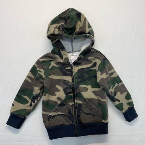 Camouflage Full Zip Hoodie Sweatshirt Jacket green camo baby Size 18 Months - Picture 2 of 6